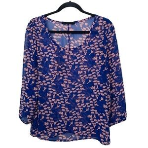 Peaches N Cream Blue Animal Print Blouse Approx Medium